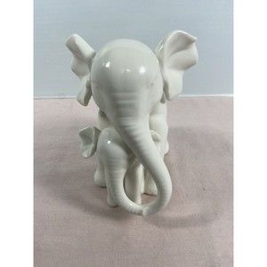 Festcool Porcelain Elephant Mother and Baby Elephant Statue/Figurine Whitewar...